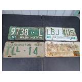(4) Assorted Vintage License Plates