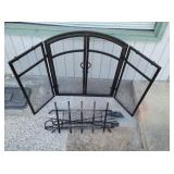 Folding Fireplace Screen, Lot Grate & Tool Set