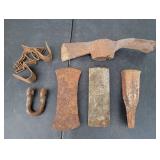 (3) Axe Heads, Pickaxe Head & More