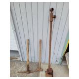 Post Hole Digger, Pickaxe & Sledgehammer