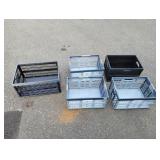 (5) Folding Plastic Crate Totes