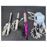 (3) Curling Irons & Wall Mount Hair Dryer