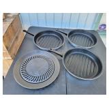 (3) Teflon Coated Frying Pans & Smokeless Grill