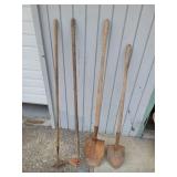 (2) Garden Hoes & (2) Shovels