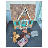 Large Wooden Doll House with Furniture