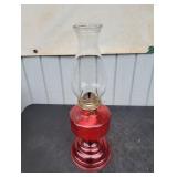 Vintage Ruby Red Kerosene Oil Lamp
