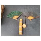 (2) Folding Hand Fans with Case