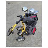 Rolling Golf Bag with Assorted Clubs
