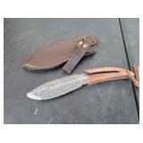 NEW Damascus Style Hunting Knife with Sheath
