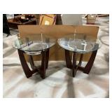 2 Glass Top End Tables & Coffee Table; Some Wear