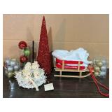 Radio Flyer Sled; Holiday Ornaments; Bird's Nest