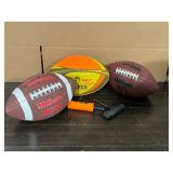 3 Footballs w/Hand Pump