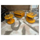 Matching glass top coffee table  two end tables