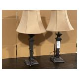 2 Brushed Bronze/Brown Table Lamps - Work