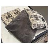 3 Throw Pillows Black & Gray