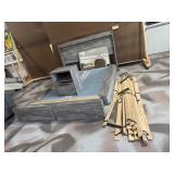 gray bed, mirror, end table & box springs