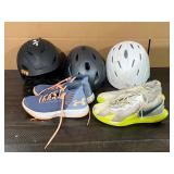 3 Bicycle Helmets; 2 Pairs of Shoes w/Tote