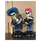 Two Skeleton Guitar Player Figurines