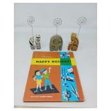 `CUTE PLACE CARD HOLDERS & VINTAGE BOOK