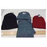 NEW 3 KNIT HATS +SCARF