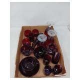MIXED CRANBERRY GLASS ITEMS