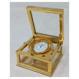 BULOVA / BRASS & GLASS / DESK CLOCK