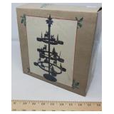 3 TIERED METAL TEAL LIGHT HOLDER CHRISTMAS