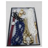 MIXED LOT OF JEWELRY & WATCHES PARTS, ETC