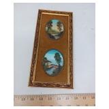 VINTAGE WALL ART / 2 OVAL MINIATURES / FRAMED