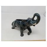DARK GRAY POTTERY ELEPHANT PLANTER
