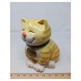 CAT TREATS COOKIE JAR CERAMIC 9 X 7