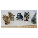 CHRISTMAS DECOR / VILLAGE HOUSES & CHERUBS +