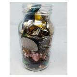 QUART MASON JAR W/ JEWELRY PARTS & PCS