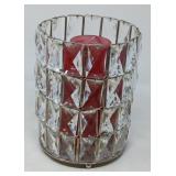 CANDLE HOLDER WITH CRYSTAL PRISMS 9 X 7