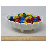 LARGE MILK GLASS FRUIT BOWL /  LEGOS ++