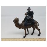 VINTAGE SOLID BRONZE A MAN ON A CAMEL