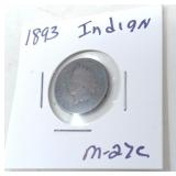 ANTIQUE INDIAN HEAD PENNY / 1893  / SLABBED
