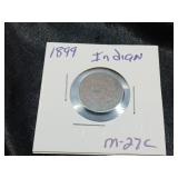 ANTIQUE INDIAN HEAD PENNY / 1899 / SLABBED