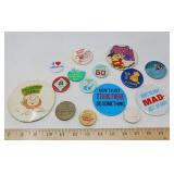 VINTAGE COLLECTION OF PIN BACK BUTTONS / ASSORTED