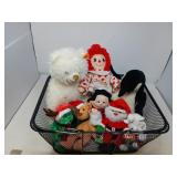 BASKET FILLED WITH PLUSH TOYS