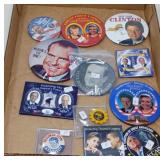 ASSORTMENT OF TIN BACK POLITICAL BUTTONS / 12 PCS