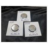 VINTAGE U S BUFFALO NICKELS / 3 PCS