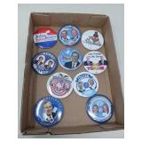 COLLECTIBLE CAMPAIGN TIN BACK BUTTONS . 10 PCS