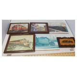 VINTAGE BROCHURE / CALENDAR ART / TRAINS / 6 PCS