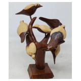 BIRDS IN A TREE, WOOD ART -  APPROX 10' X 9'