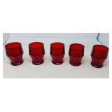 5PCS RUBY RED TUBLER GLASSES APROX 4'