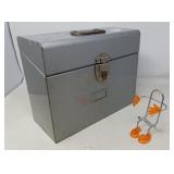VINTAGE METAL FILE  BOX 12 X 10 X 6 + PHONE HOLDER