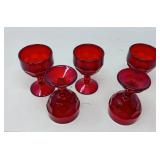 VINTAGE GEORGIAN RUBY RED GOBLETS / 5 PCS
