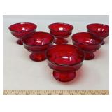 6 RUBY RED DESSERT CUPS - APPROX 3 X 4