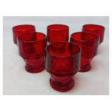 SET OF 6 RUBY RED TUMBLER GLASSES 3.5' TALL